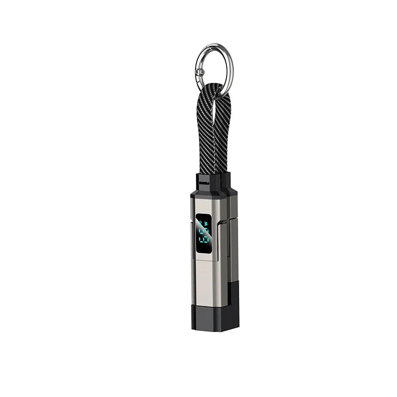 4-in-1 Fast Charging Keychain Cable with Digital Display Keychain Charging Cable Qme