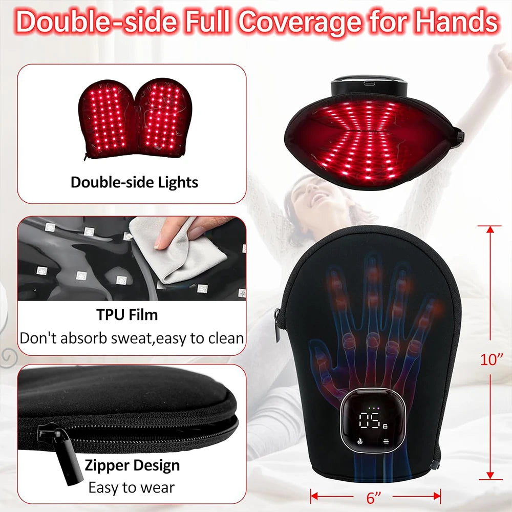 Jecaliz Red & Infrared Light Therapy Glove 660nm 850nm Light Therapy Glove Qst