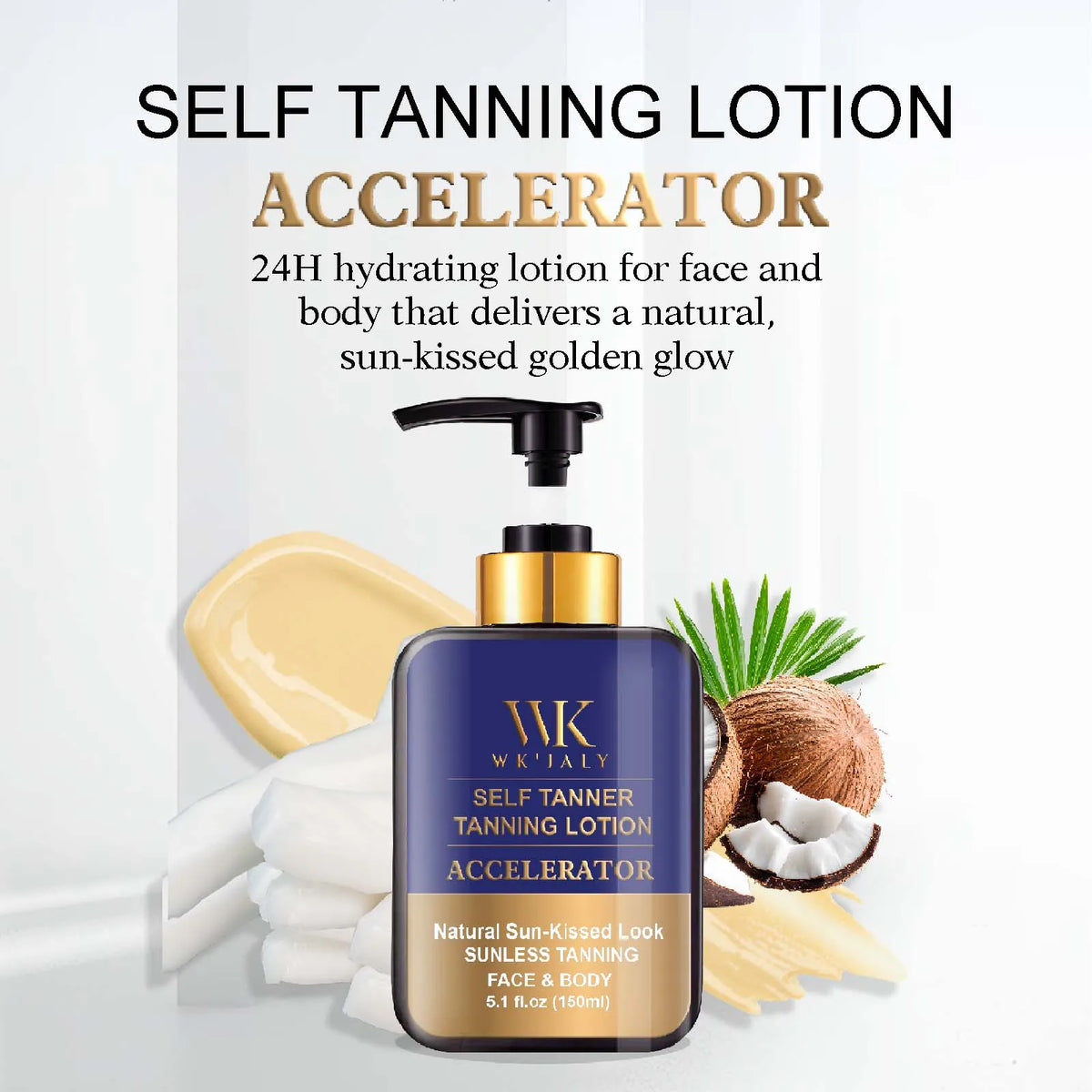 WK'JALY Self Tanner Lotion – Streak-Free Sunless Tan, 150ml Self Tanner Lotion Qst