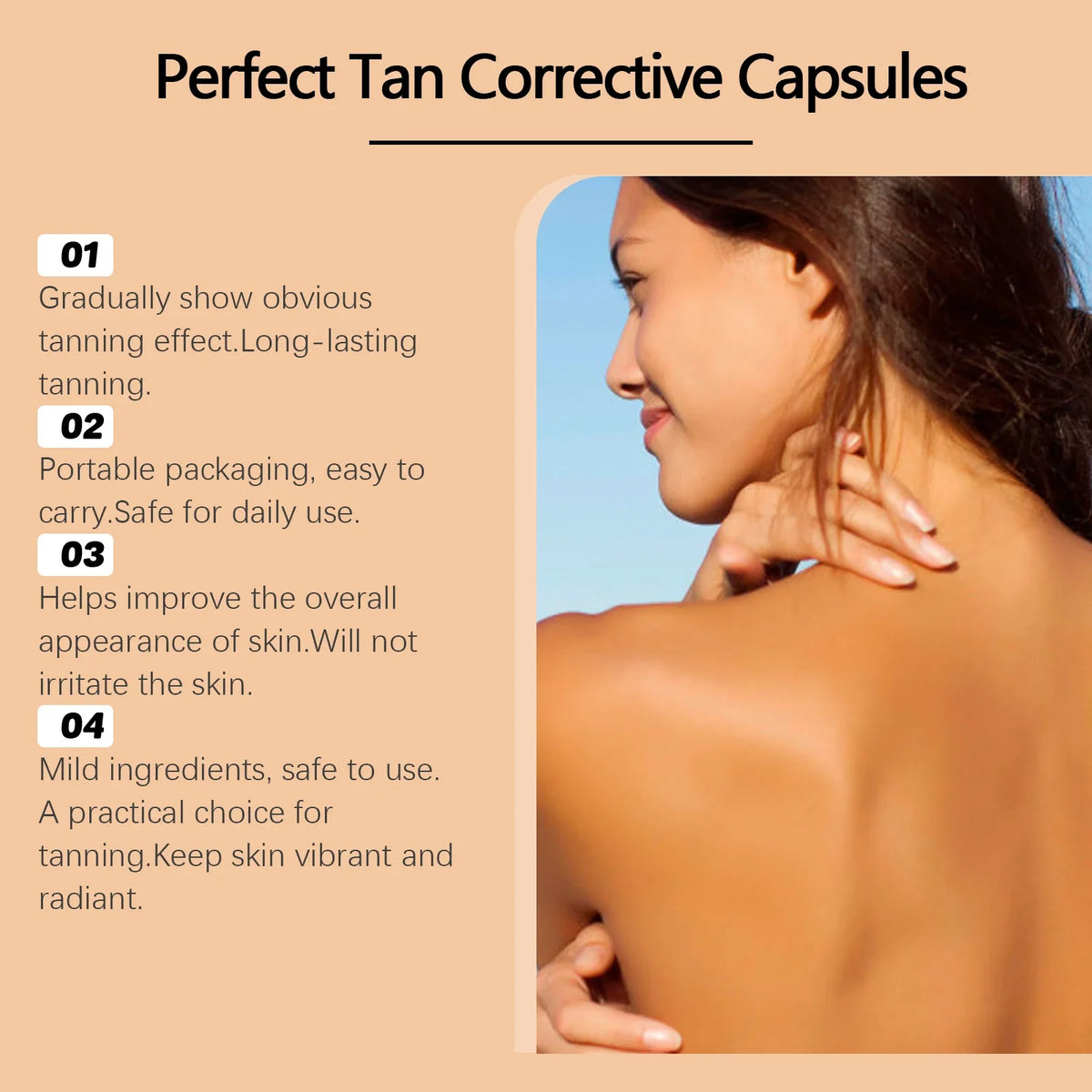 Portable Tanning Capsule – Sunless Bronze Tan & Moisturizer Self Tanning Serum Qme