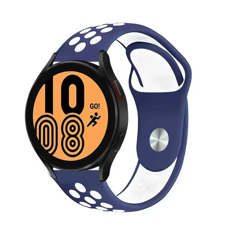 Silicone Watch Strap for Samsung Galaxy & Huawei GT | 23 Colors Silicone Watch Strap Qme Blue White 22MM Watch Band