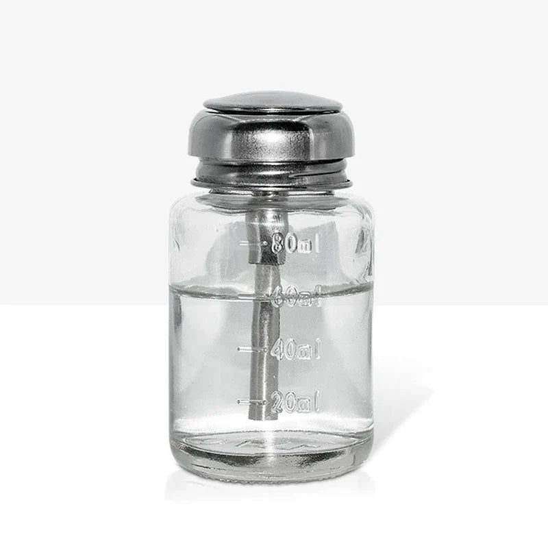 Clear Glass Push-Down Pump Dispenser | Refillable Nail Polish Bottle Glass Pump Dispenser Qme