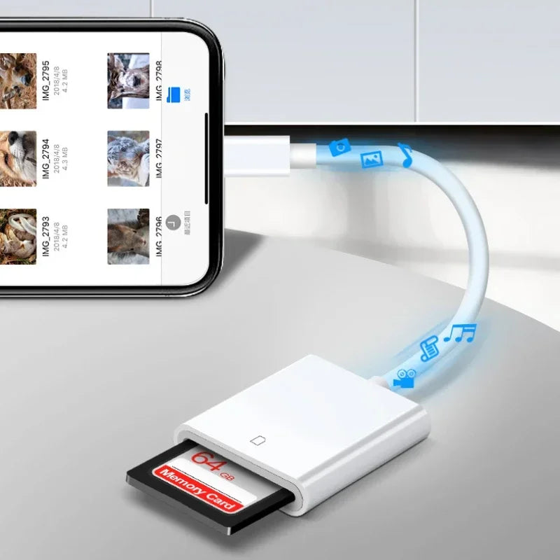 iPhone Lightning SD TF Card Reader – iOS 14 Compatible | 2-Pack Memory Card Reader Qme