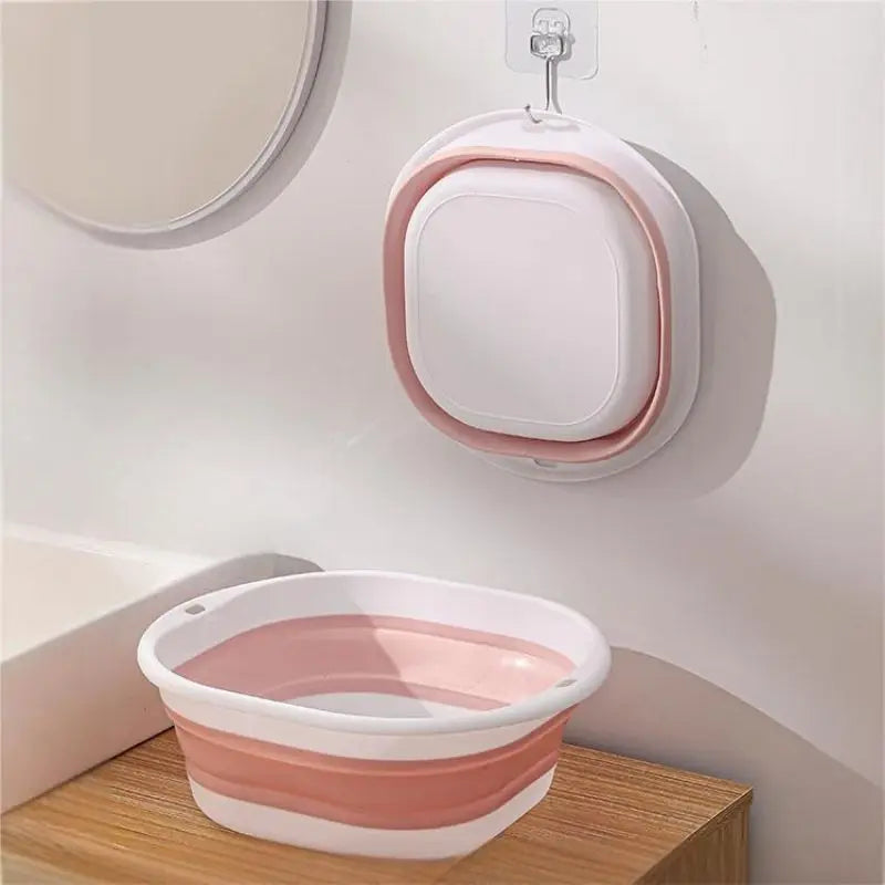 Large Foldable Washbasin | Portable Collapsible Basin for Travel Collapsible Washbasin Qme PINK M