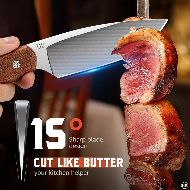 PLYS Forged Stainless Steel Camping Multi-Purpose Knife + Sheath Camping Fixed Blade Knife Qst