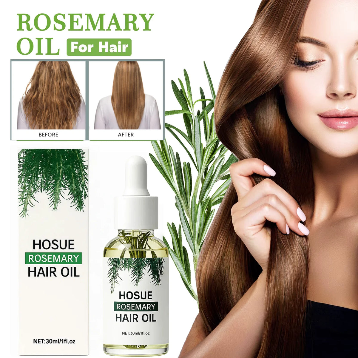 Rosemary Essential Oil Hair Serum – Scalp Treatment 30ml Hair Scalp Serum Qst