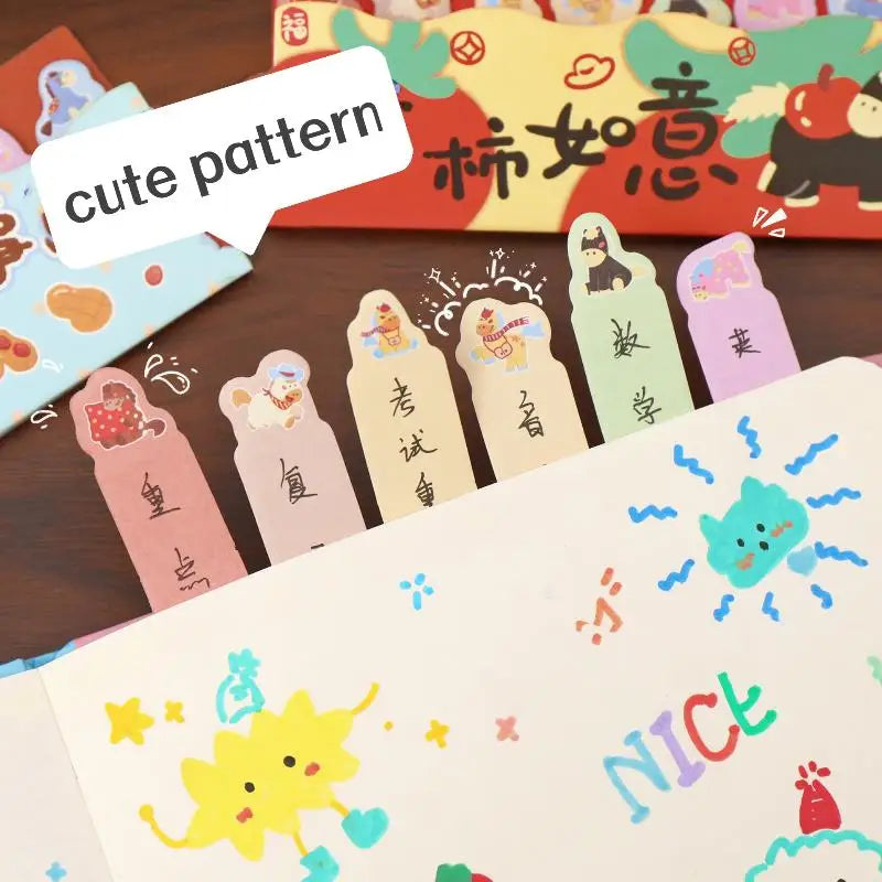 Cute Pony Cartoon Index Sticky Notes – Tearable Paper Tabs Cartoon Sticky Notes Qme