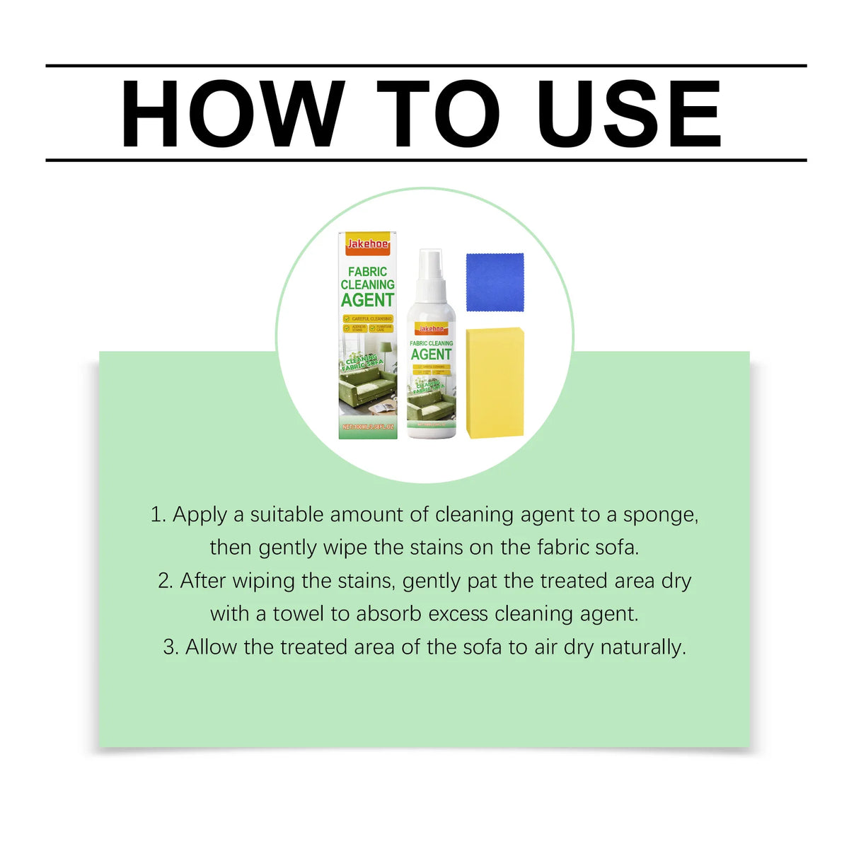 JAKEHOE 100ml Fabric Sofa Cleaner – Upholstery Stain Remover Fabric Upholstery Cleaner Qst