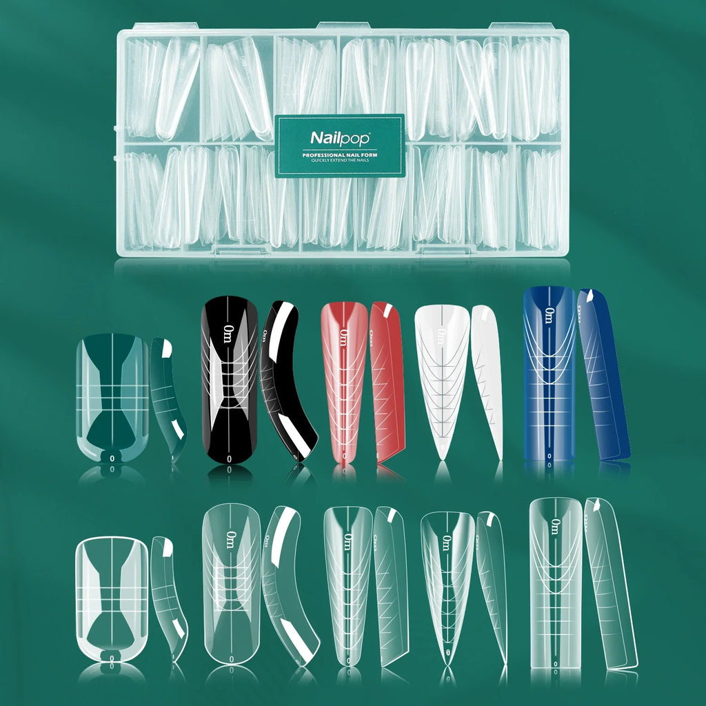 Nailpop Square Coffin Dual Forms Nail Extension Gel Mold 150pc Nail Extension Mold Qme