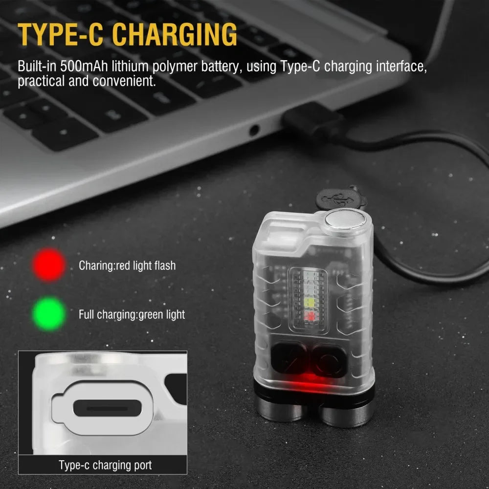 BORUiT V3 900LM UV EDC Keychain Flashlight | Type-C Rechargeable EDC Keychain Flashlight Qst