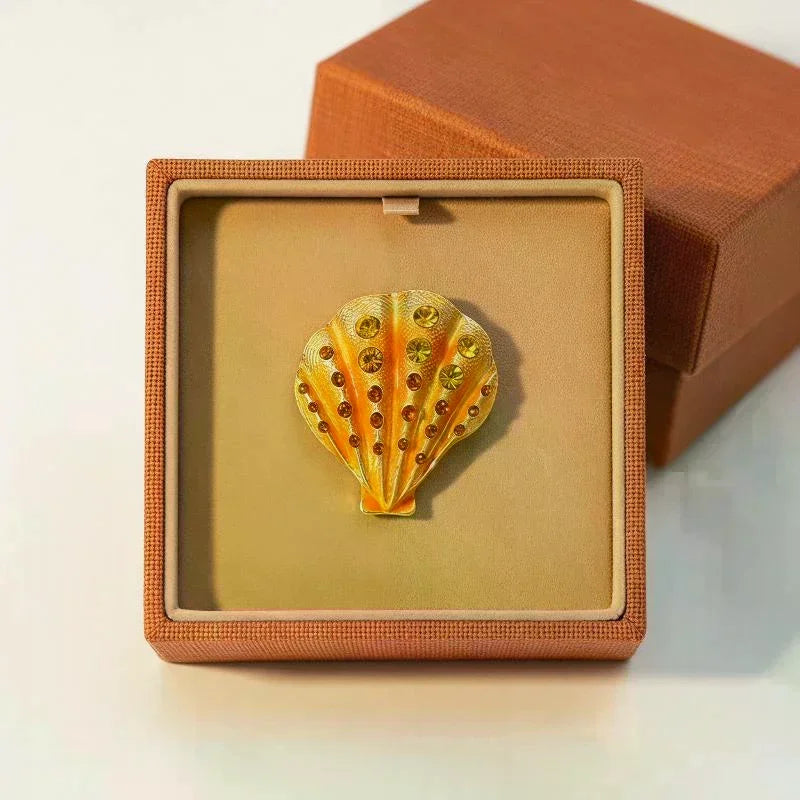 Rhinestone Shell Brooch – Enamel Ocean Pin | Unisex Gift Enamel Brooch Pin Qme