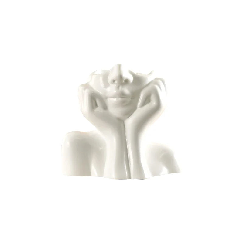 Nordic Thinking Girl Vase – Decorative Art Sculpture Planter Decorative Sculpture Vase Qme