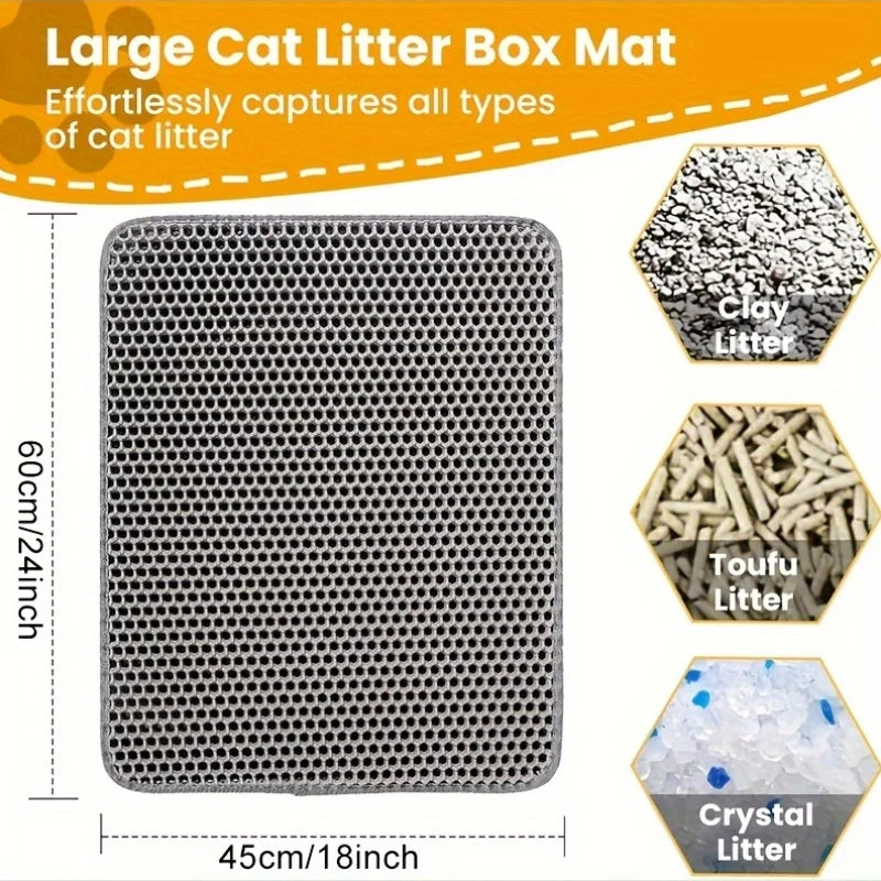 Honeycomb Cat Litter Mat – Double Layer Waterproof EVA Cat Litter Mat Qme