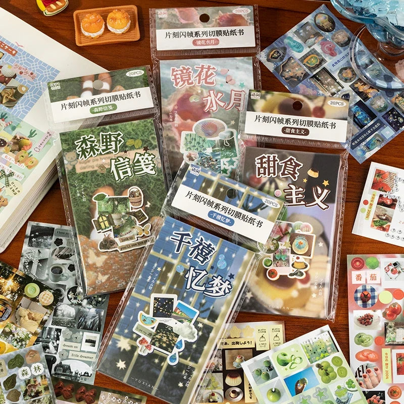 Die Cut Retro Cartoon Sticker Book for Scrapbooking & Journals Decorative Sticker Book Qme