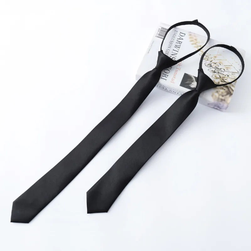 Unisex Zipper Slim Necktie – Retro Silky Narrow Tie | 4 Colors Zipper Slim Necktie Qme