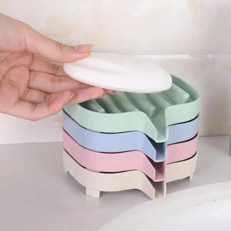 Silicone Self-Draining Soap Dish Bar Holder – 4 Colors Silicone Soap Dish Qme