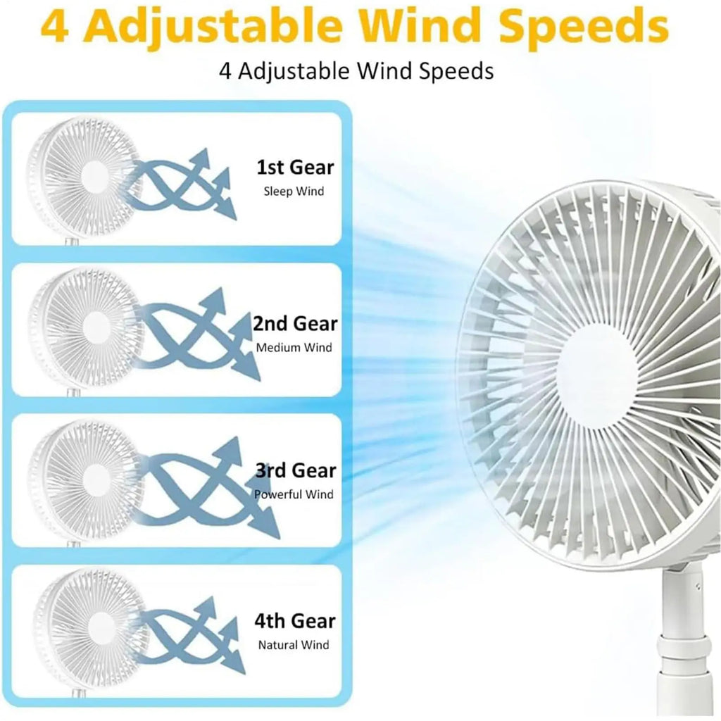 Portable Foldable Quiet Fan – 185° Tilt, Rechargeable, Silent Portable Desk Fan Qme