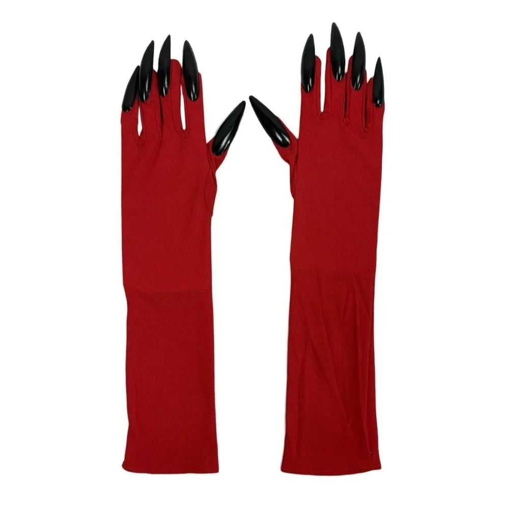Witch Cosplay Gloves Long Nail Claws Halloween Costume Costume Gloves Qme Red