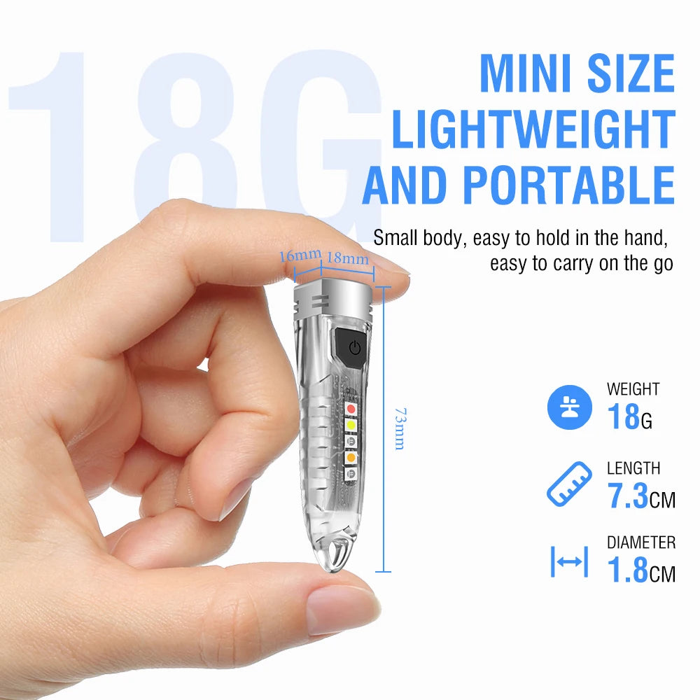BORUiT V1 Mini Keychain Flashlight UV LED Type-C Rechargeable Keychain Flashlight Qst
