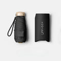 Mini Pocket Umbrella UV Protection 5-Fold Compact Parasol Compact Travel Umbrella Qst Black 6K Iron