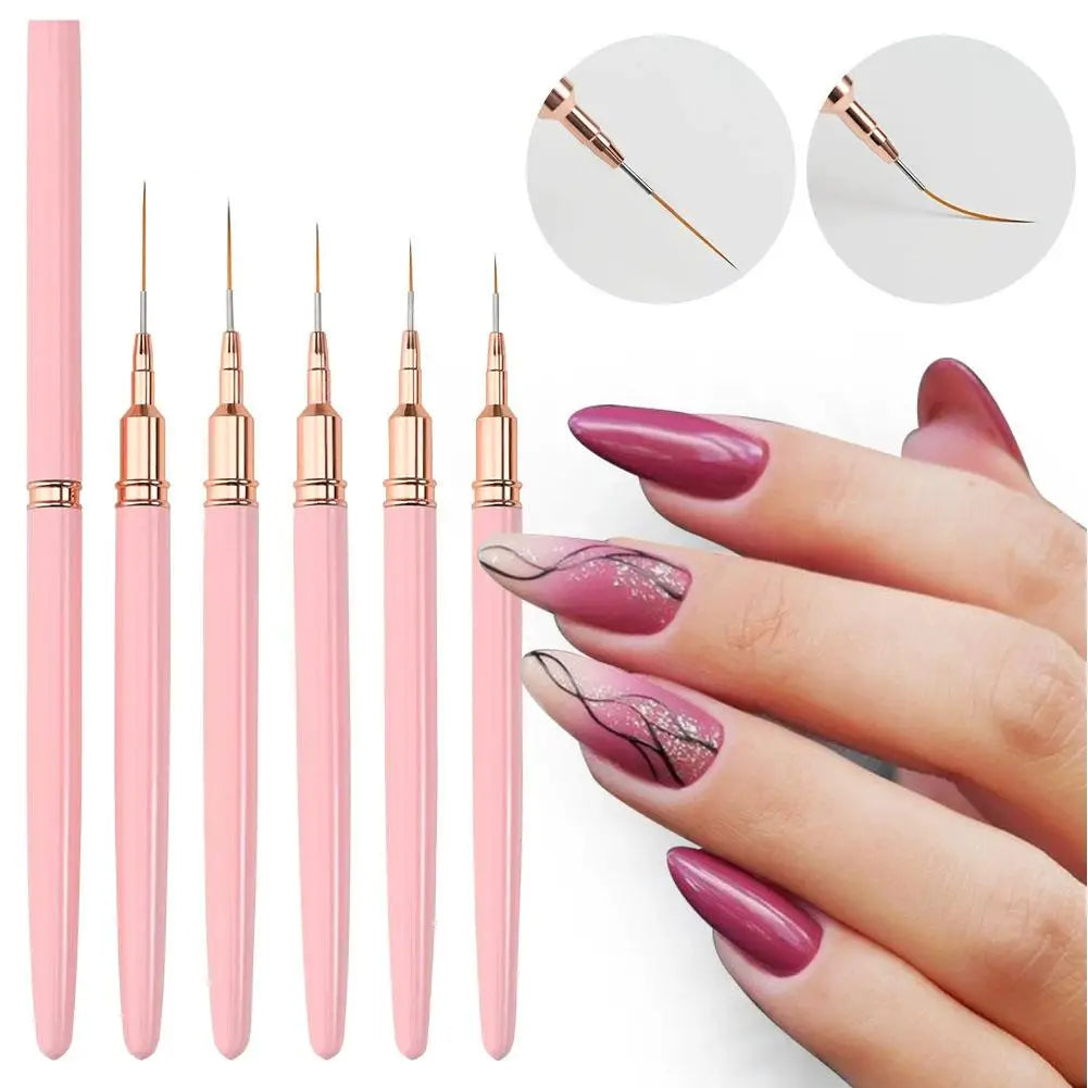 5-Piece Nail Art Liner Brush Set for UV Gel & French Polish Nail Art Brush Set Qme