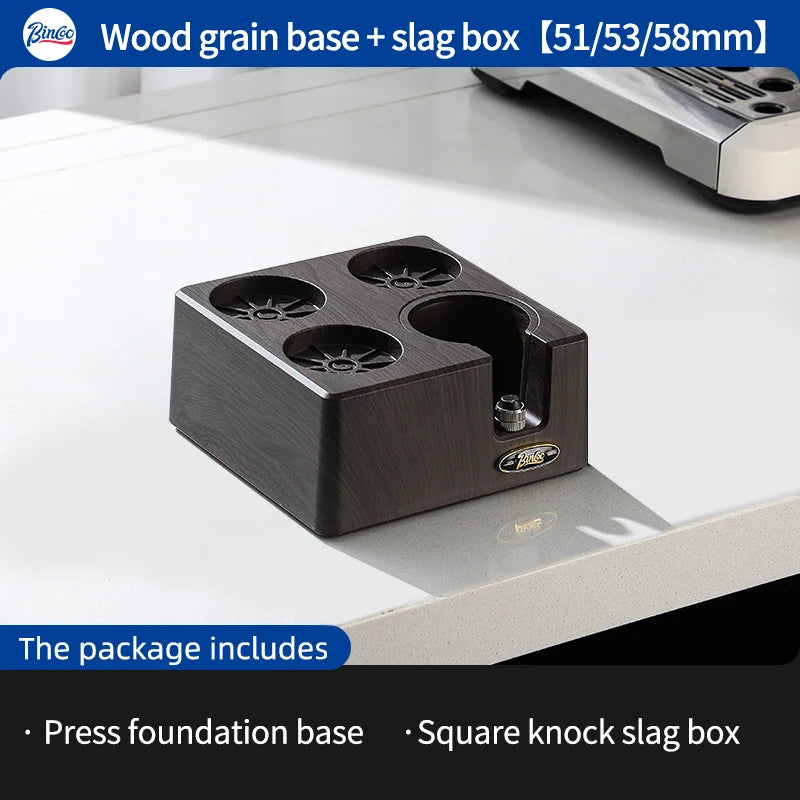 Bincoo 4-Hole Espresso Tamper Stand & Distributor Seat 51/58mm Espresso Tamper Stand Qst Deep wood grain-base China Mainland