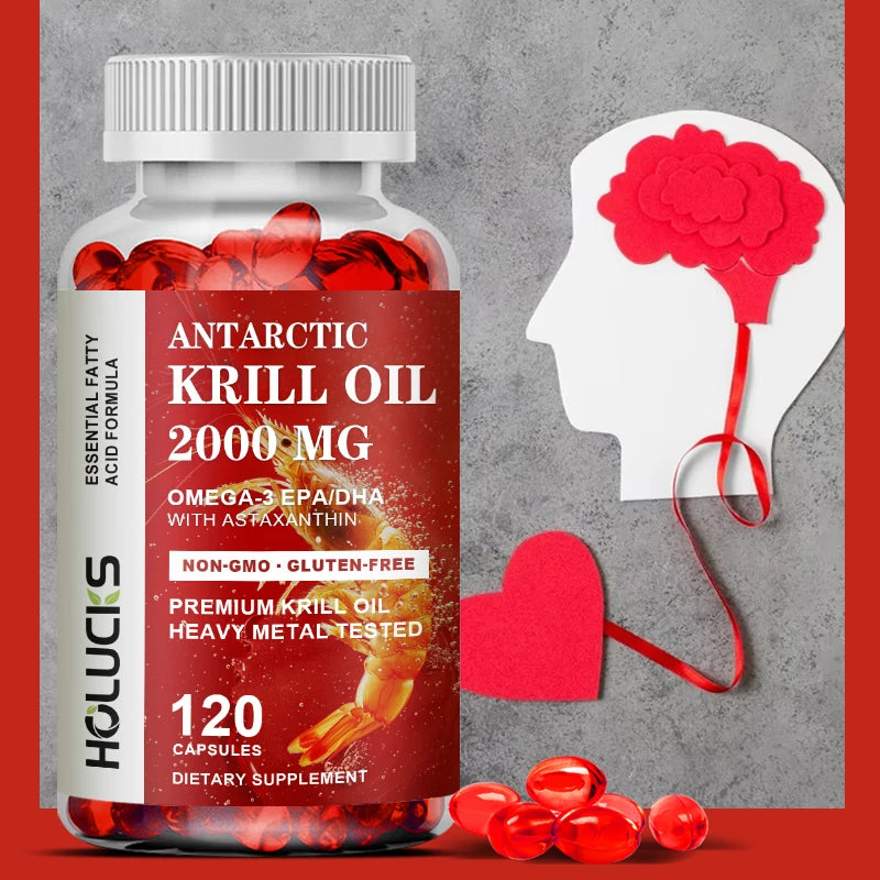 Antarctic Krill Oil 2000mg Softgels – Omega-3 DHA EPA Astaxanthin Omega-3 Supplement Qst