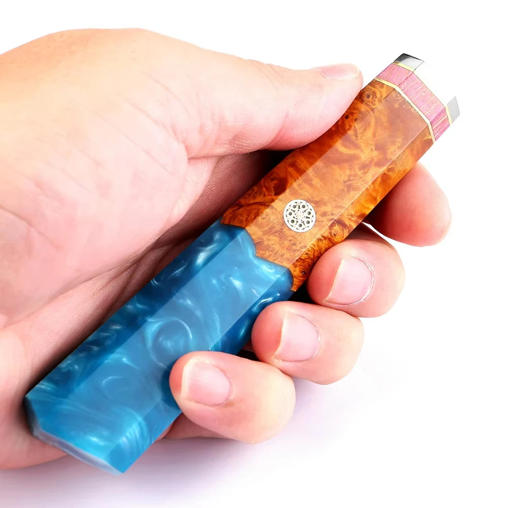 XITUO Octagonal Blue Resin Stabilized Wood Knife Handle Blank Knife Handle Blank Qst