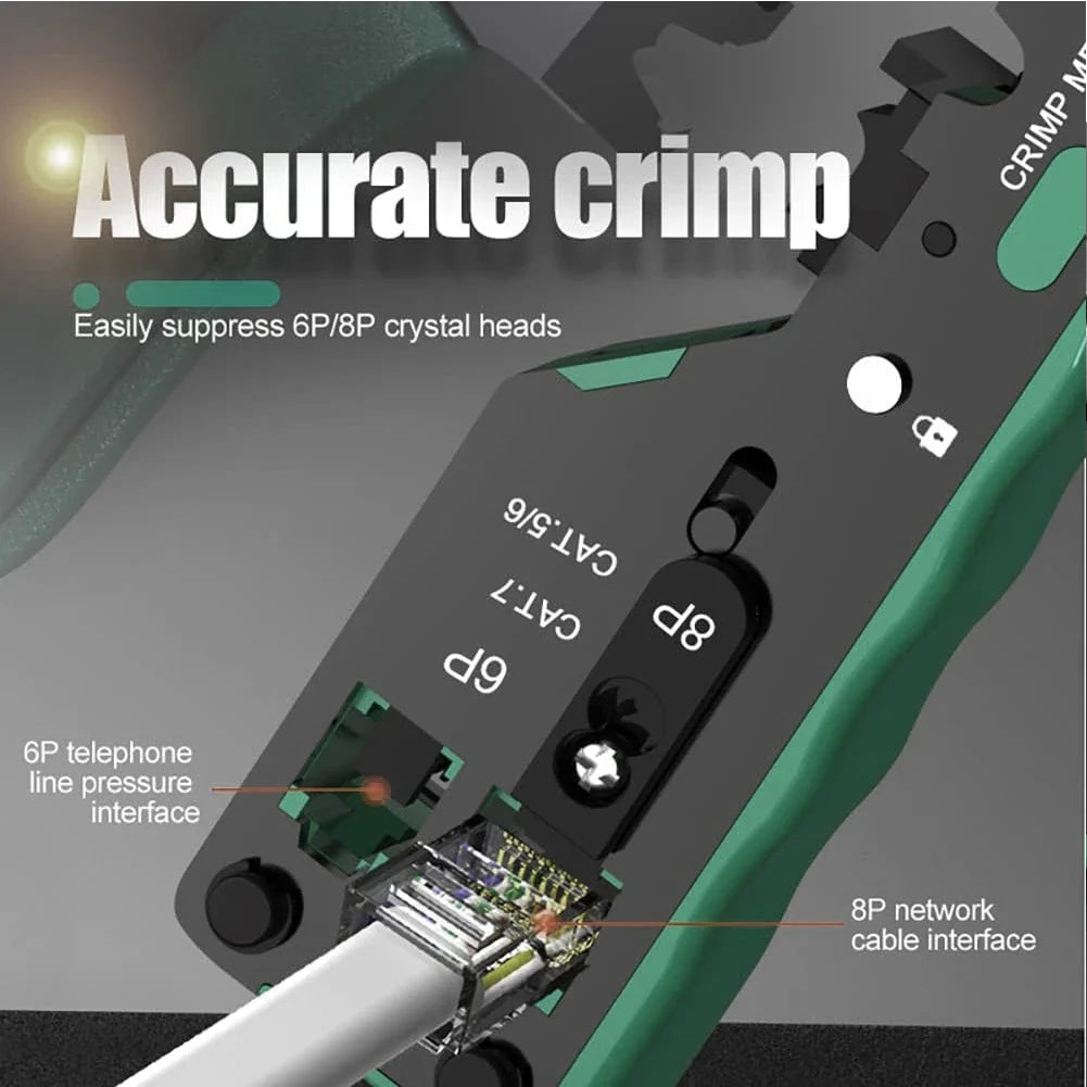 RJ45 Pass-Through Crimp Tool – Cat5 Cat6 Cat7 & RJ11 Network Crimp Tool Qme
