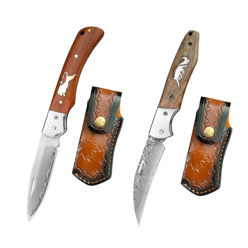 VG10 Damascus Steel Folding Paring Knife – Wood Handle Folding Paring Knife Qst Folding Knife ACT