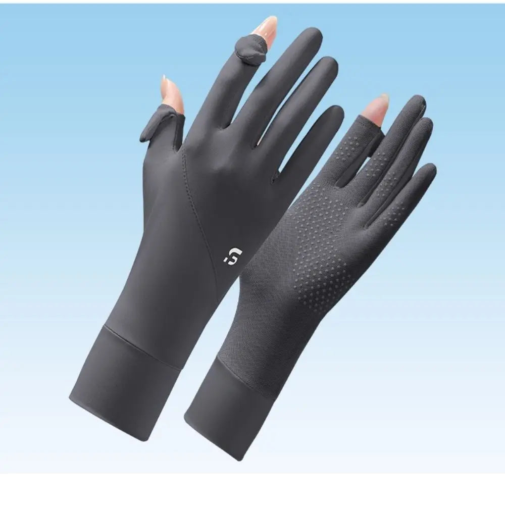 Ice Silk Sun Protection Gloves – Touchscreen Fingerless UV Block Sun Protection Gloves Qme
