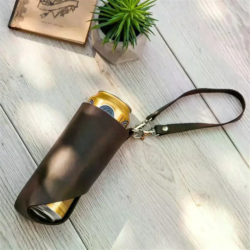 PU Leather Bottle Holder Belt Bag – Fits 500–750ml Bottles Bottle Holder Belt Bag Qme