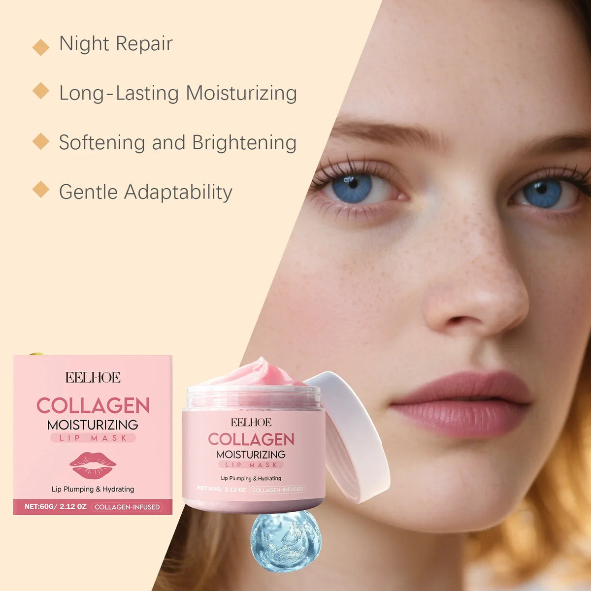 Collagen Lip Mask – Overnight Moisturizing & Nourishing Treatment Overnight Lip Mask Qme