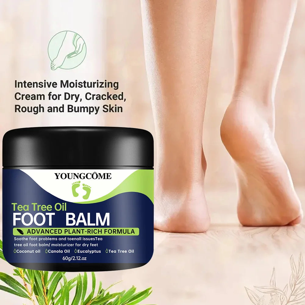 YOUNGCOME Tea Tree Oil Foot Cream – Moisturizes Dry Skin Foot Cream Qst
