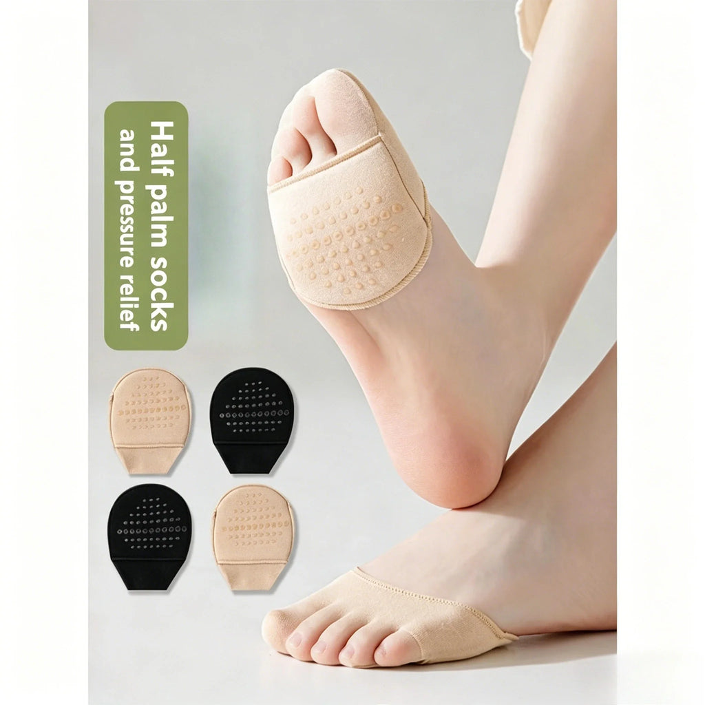 Women's Invisible Half Toe Socks Non-Slip Forefoot Pads 2 Pairs Forefoot Toe Socks Qme