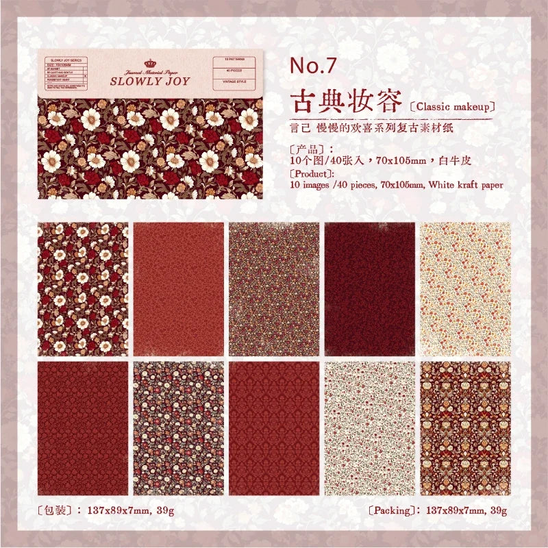 Vintage Gauze Scrapbook Paper Combo – 40 Pc DIY Craft Kit Scrapbook Paper Kit Qme G7