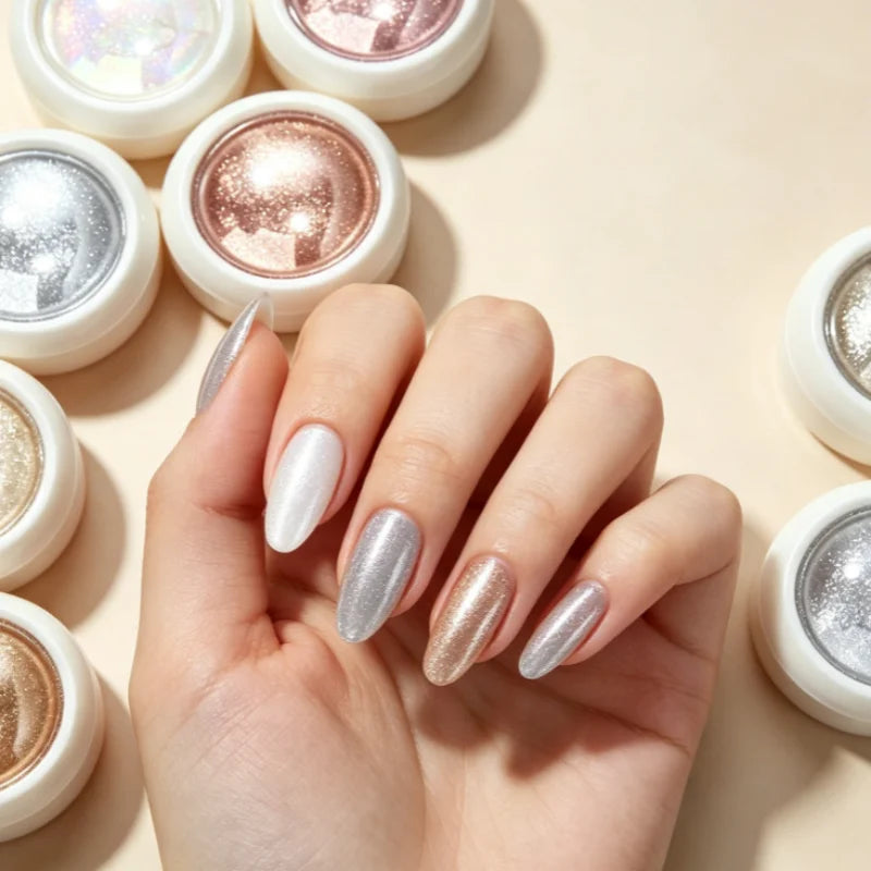 Moonlight Mirror Nail Chrome Powder – 6-Box Metallic Glitter Chrome Nail Powder Qme
