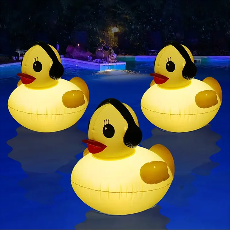 Solar RGB LED Little Duck Floating Pool Light | Inflatable PVC Floating Pool Light Qme