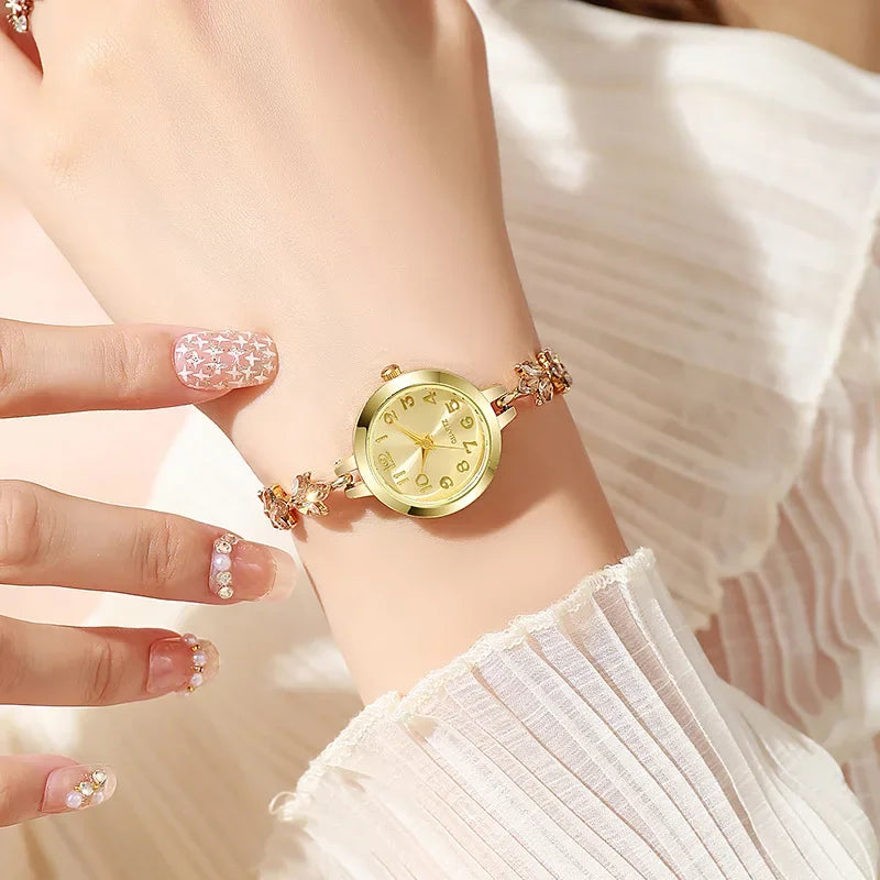 Elegant Women's Rhinestone Bracelet Quartz Watch – 7 Colors Bracelet Quartz Watch Qme