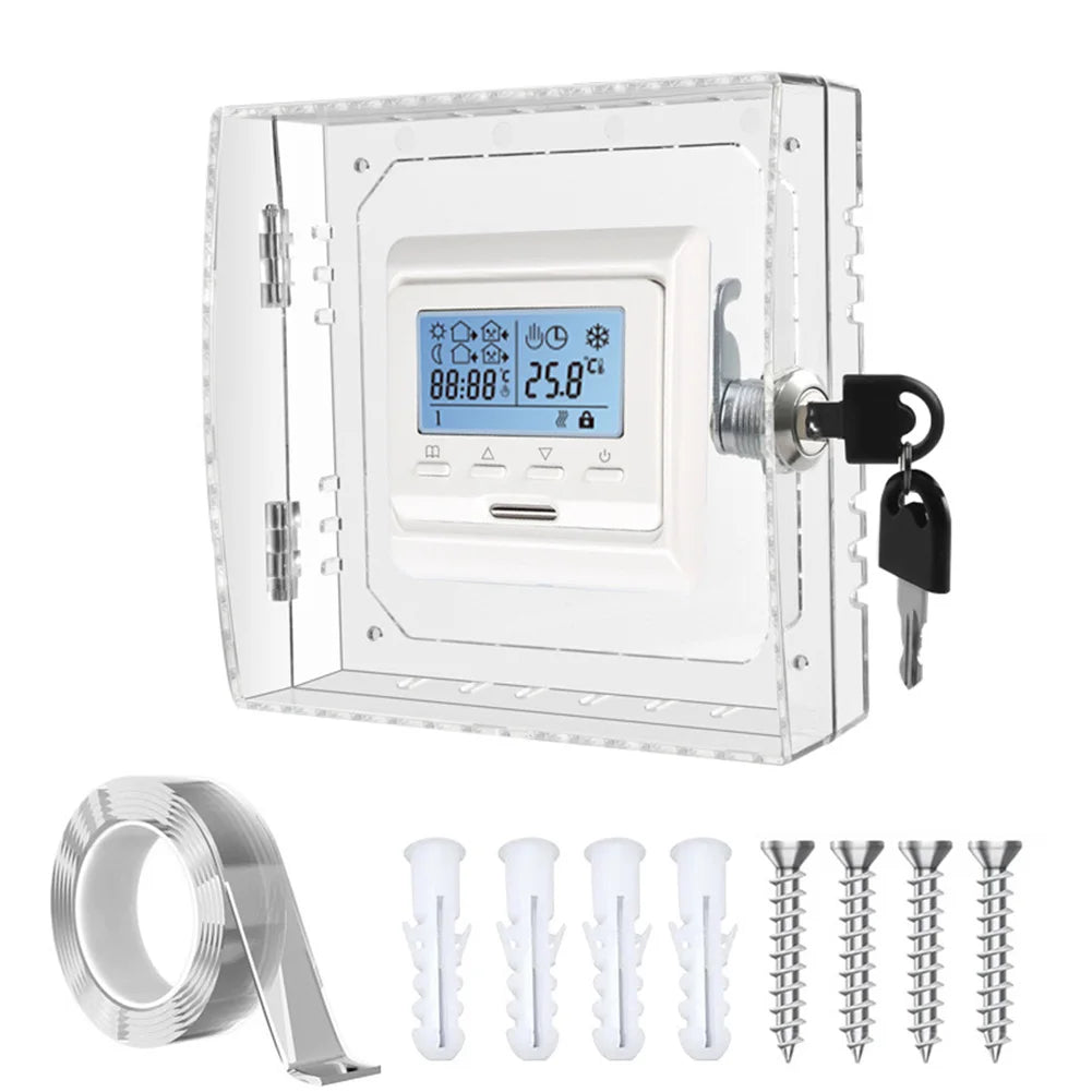 Transparent Acrylic Thermostat Lock Box Cover with 2 Keys Thermostat Lock Box Qme