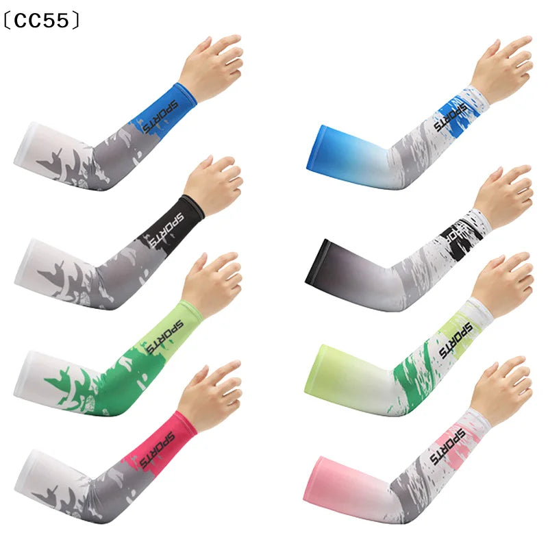 UV Ice Silk Arm Sleeves – Cooling Sun Protection for Sports UV Arm Sleeves Qst