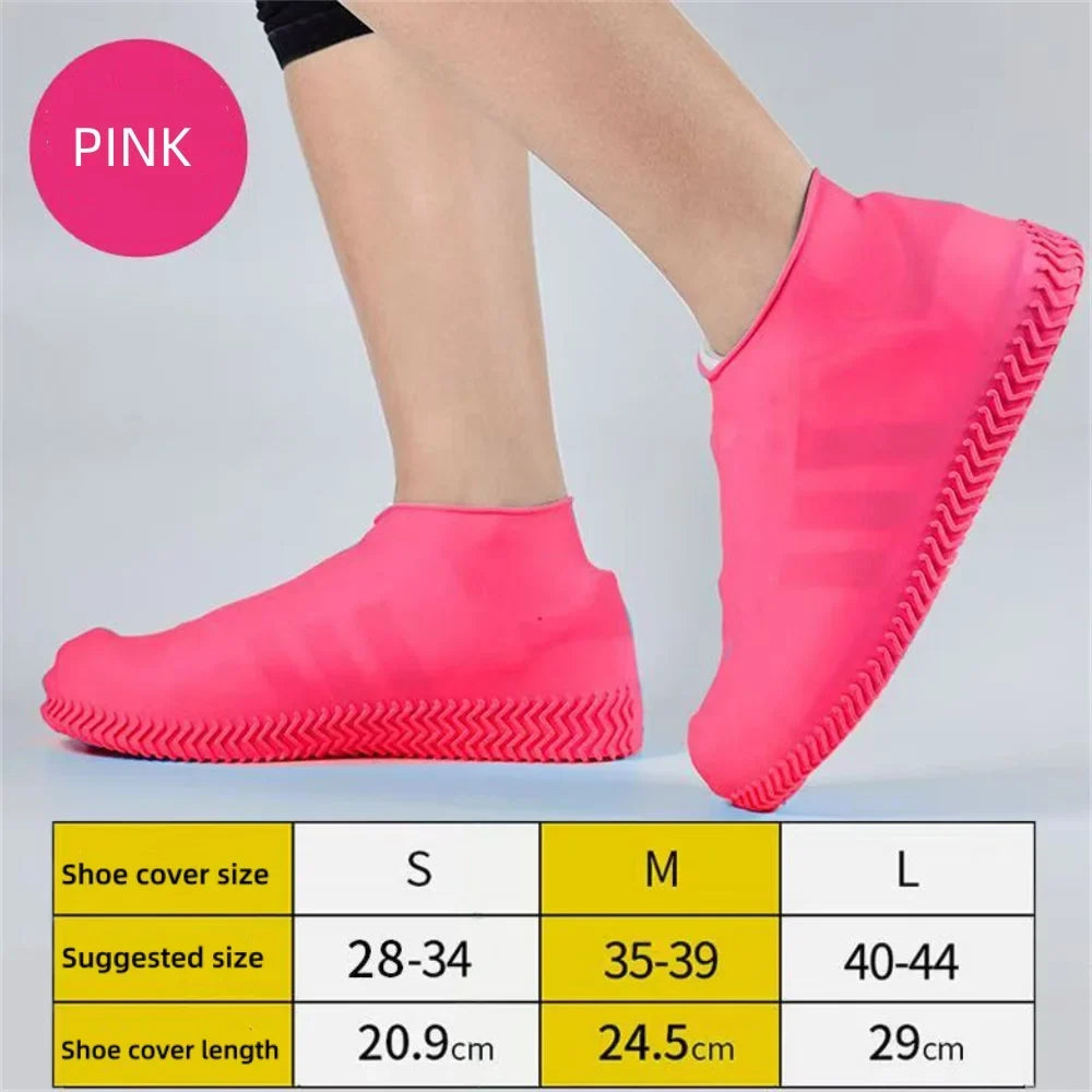 Silicone Waterproof Shoe Covers | Non-Slip Rubber Rain Overshoes Waterproof Shoe Covers Qme Pink M