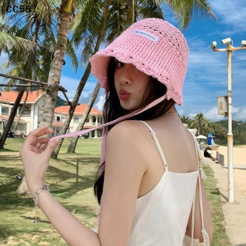 Women's UV Crochet Sun Hat – Foldable Breathable Beach Hat Crochet Sun Hat Qst