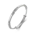 Embossed Floral Silver Plated Adjustable Bangle Bracelet Floral Bangle Bracelet Qme Silver Plated China Mainland