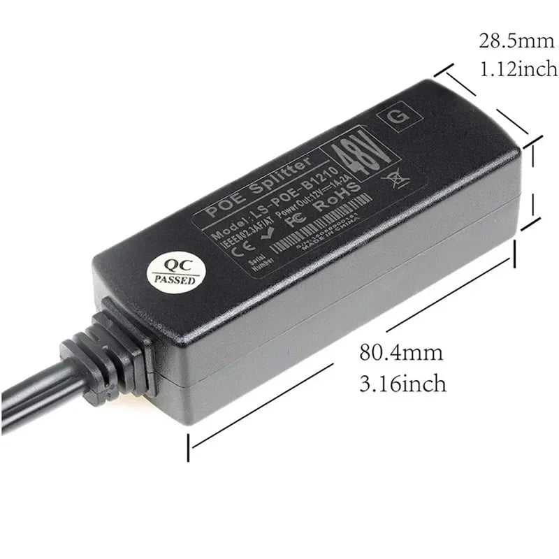 PoE Splitter 48V to 12V – IP Camera Ethernet Power Module PoE Splitter Module Qme