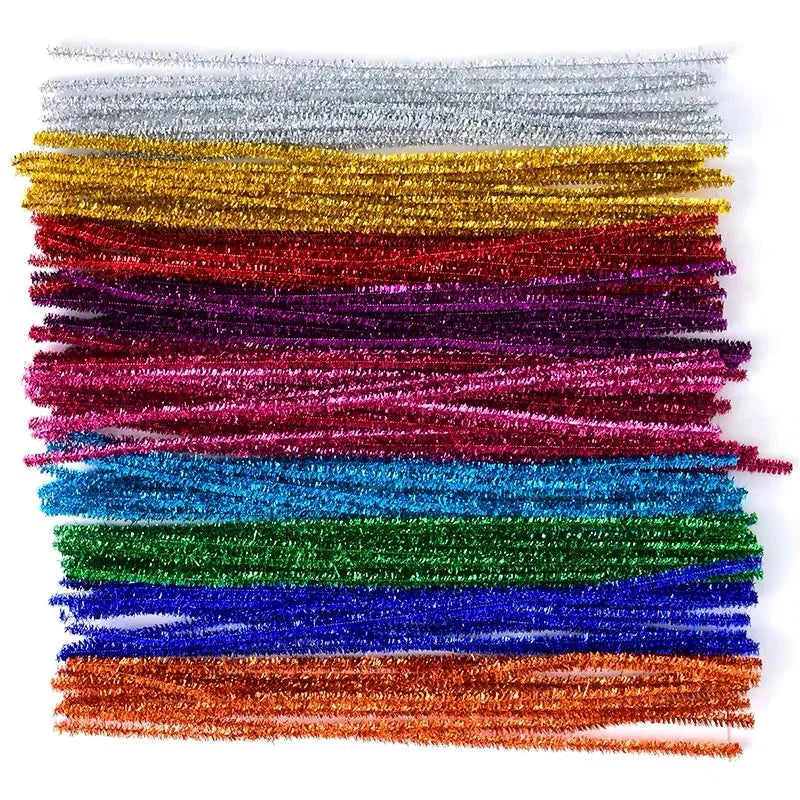 100PCS Colorful Chenille Pipe Cleaner Stems – DIY Craft Set DIY Craft Stems Qme Glitter mixed color