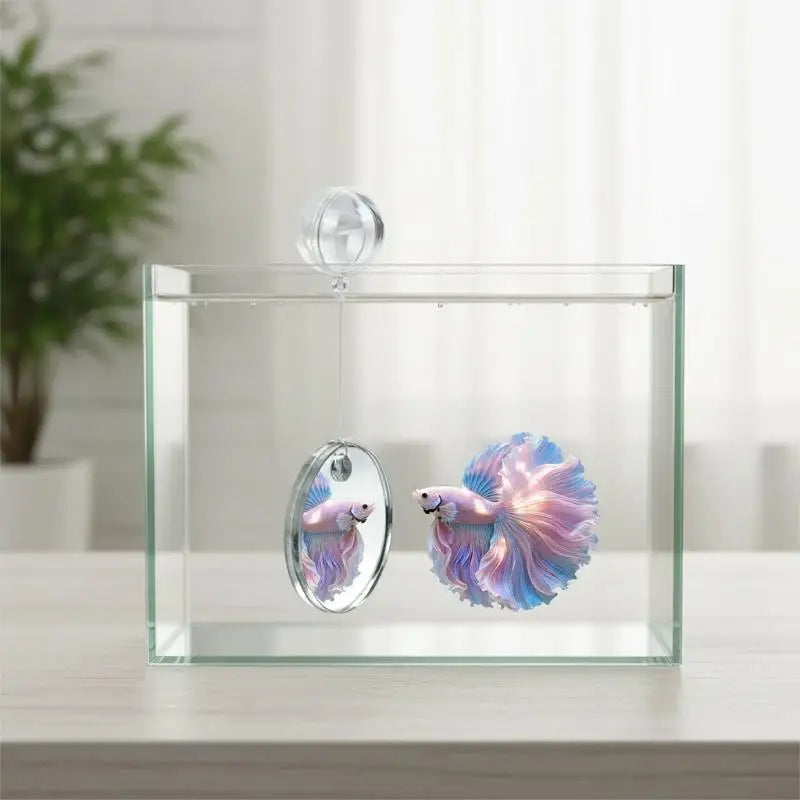 Floating Acrylic Betta Fish Mirror – Double-Sided Tank Toy Aquarium Fish Mirror Qst