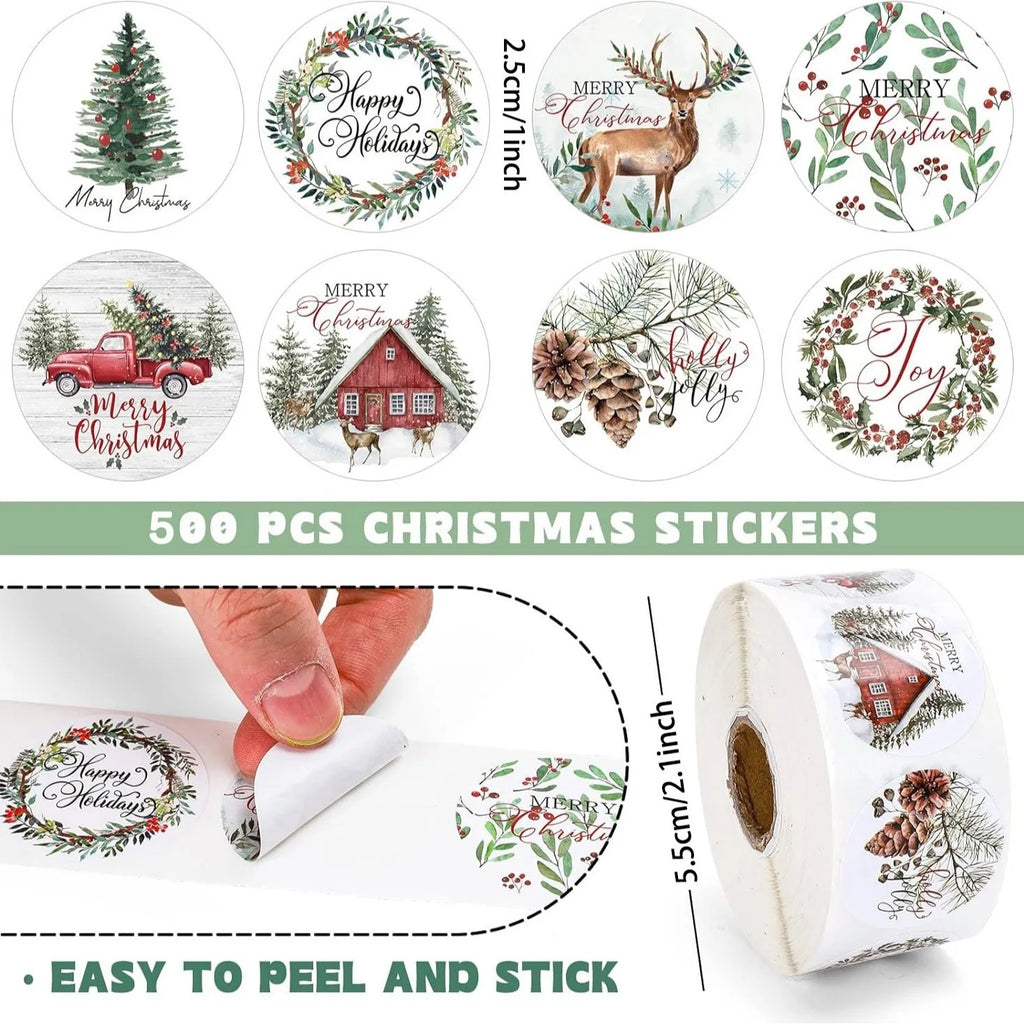 Christmas Sticker Seal Labels – 500pcs DIY Gift & Envelope Christmas Sticker Labels Qme