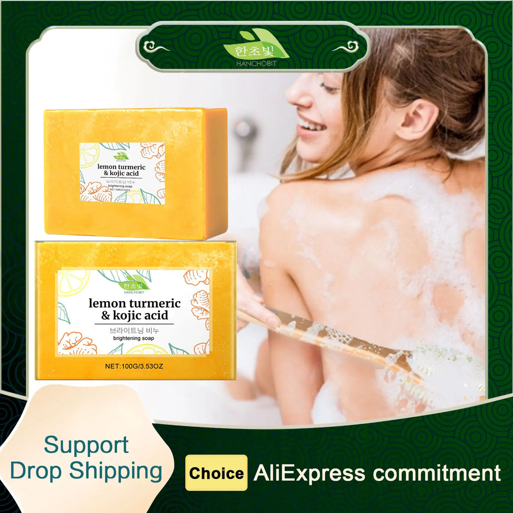 Hanchobit Lemon Turmeric Kojic Acid Brightening Soap 100g Brightening Bar Soap Qst