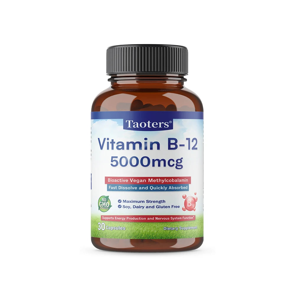 Vitamin B12 5000mcg Vegan Methylcobalamin Capsules Vitamin Supplement Qst 30count-1 bottle